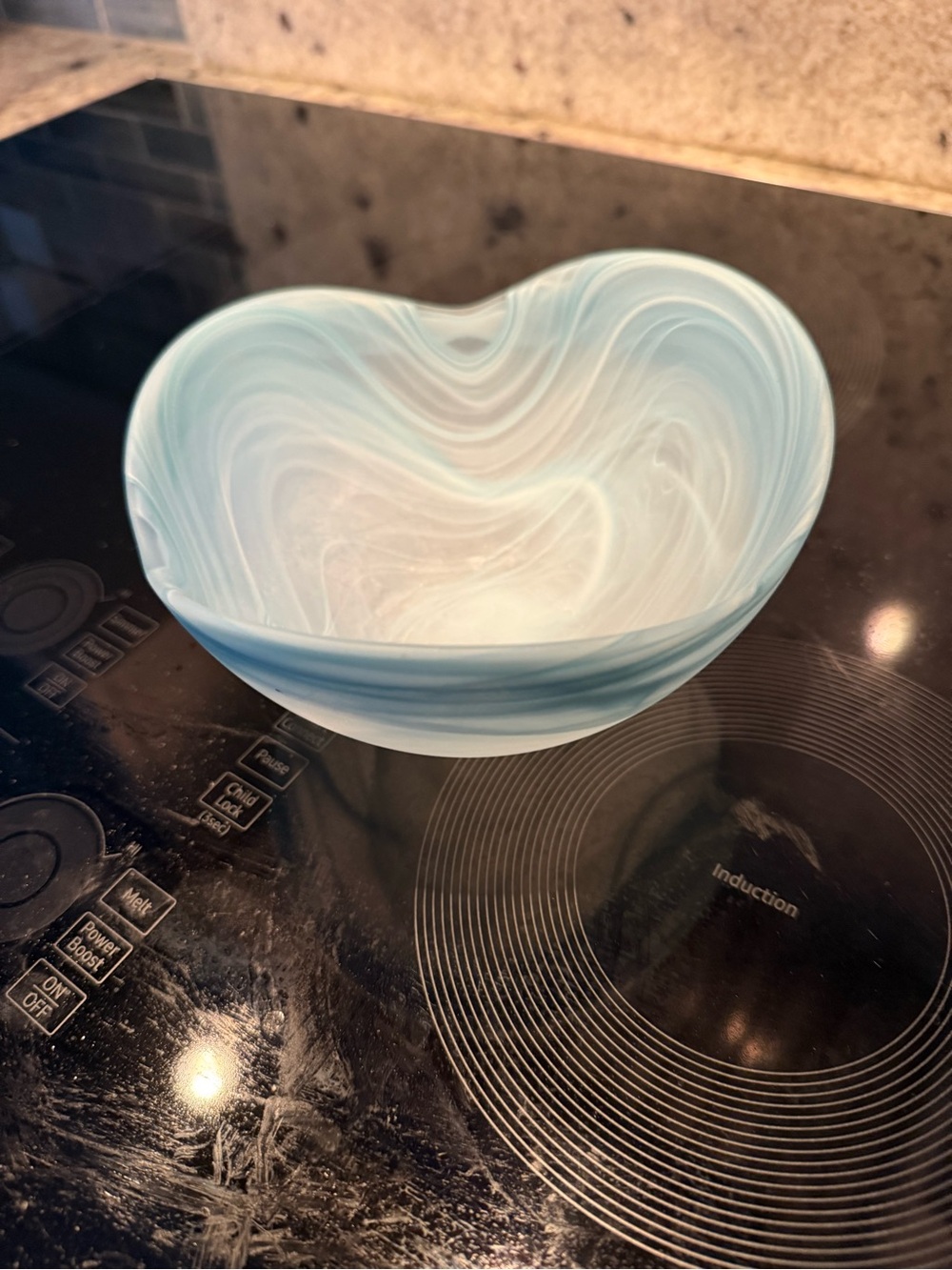 Swirled Light Blue Glass Decorative Bowl - Unbranded